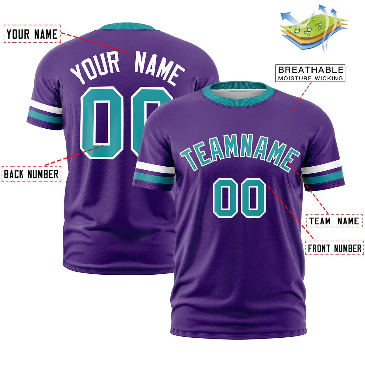 Custom Purple Aqua Classic Style Stripe Fashion T-shirt| KXKSHOP