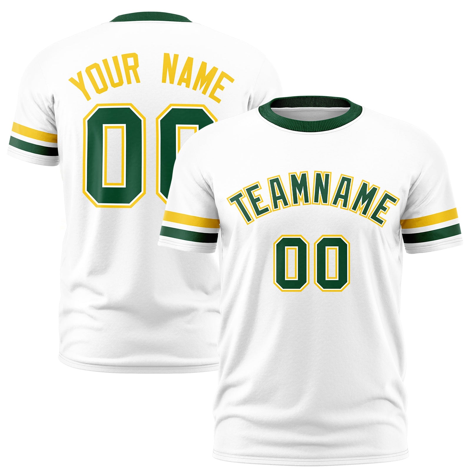 Custom White Green Classic Style Stripe Fashion T-shirt| KXKSHOP