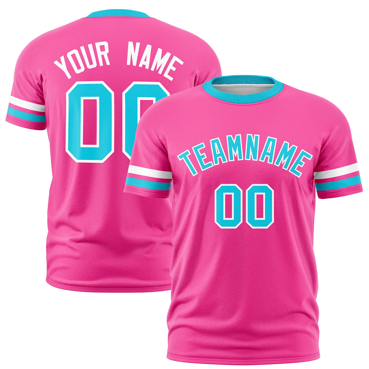 Custom Pink Sky Blue Classic Style Stripe Fashion T-shirt| KXKSHOP