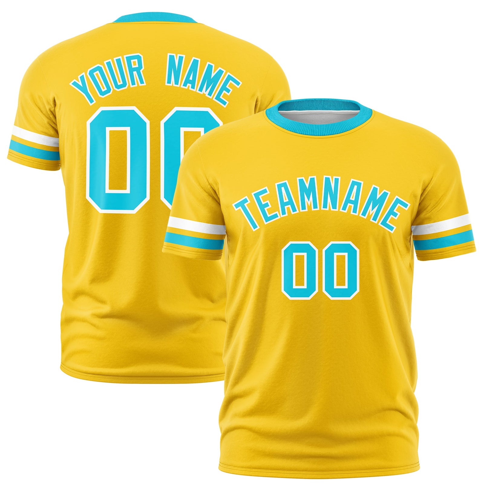 Custom Gold Sky Blue Classic Style Stripe Fashion T-shirt| KXKSHOP
