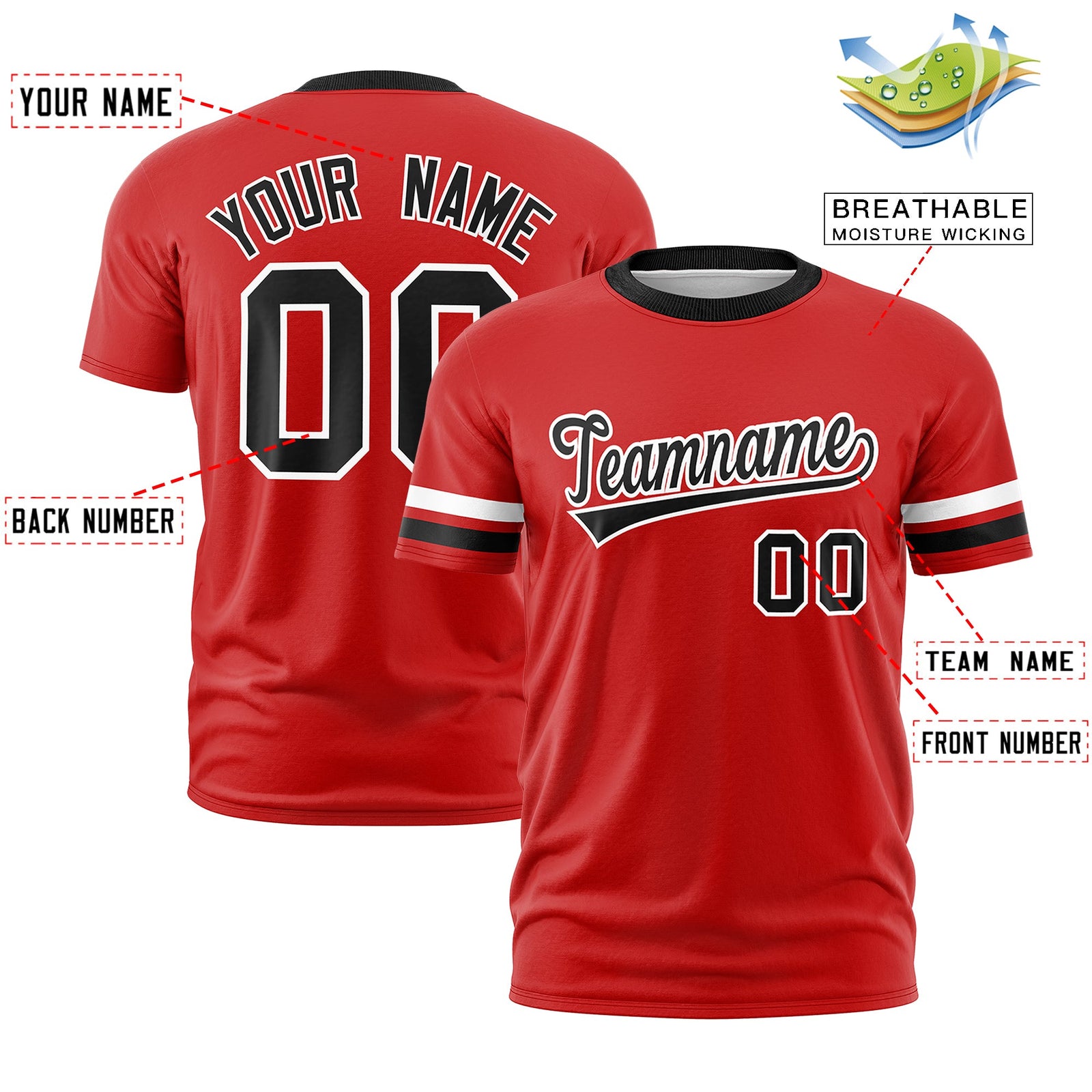 Custom Red Black Classic Style Stripe Fashion T-shirt| KXKSHOP