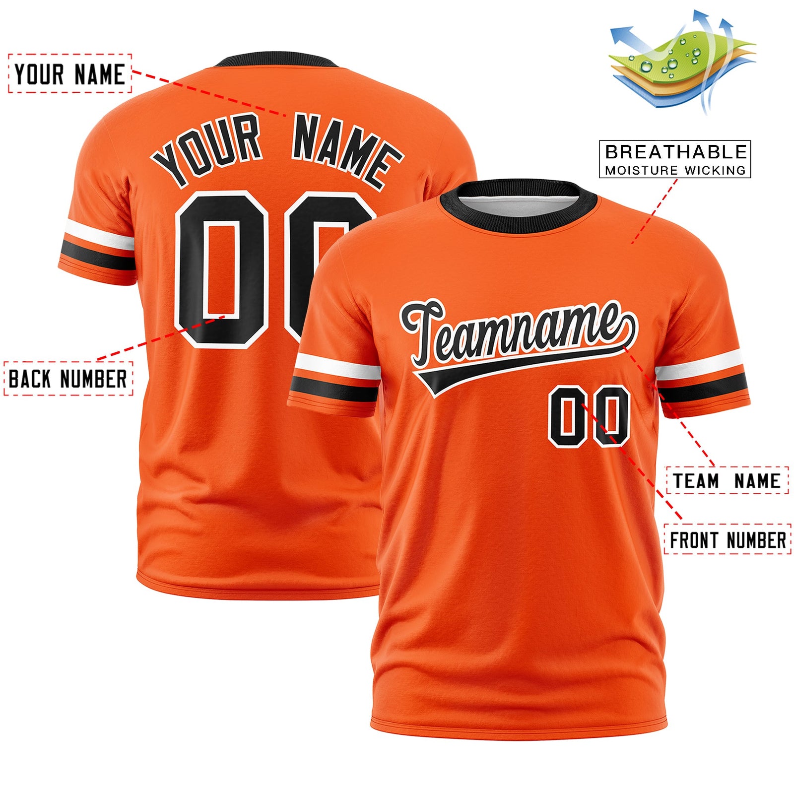 Custom Orange Black Classic Style Stripe Fashion T-shirt| KXKSHOP