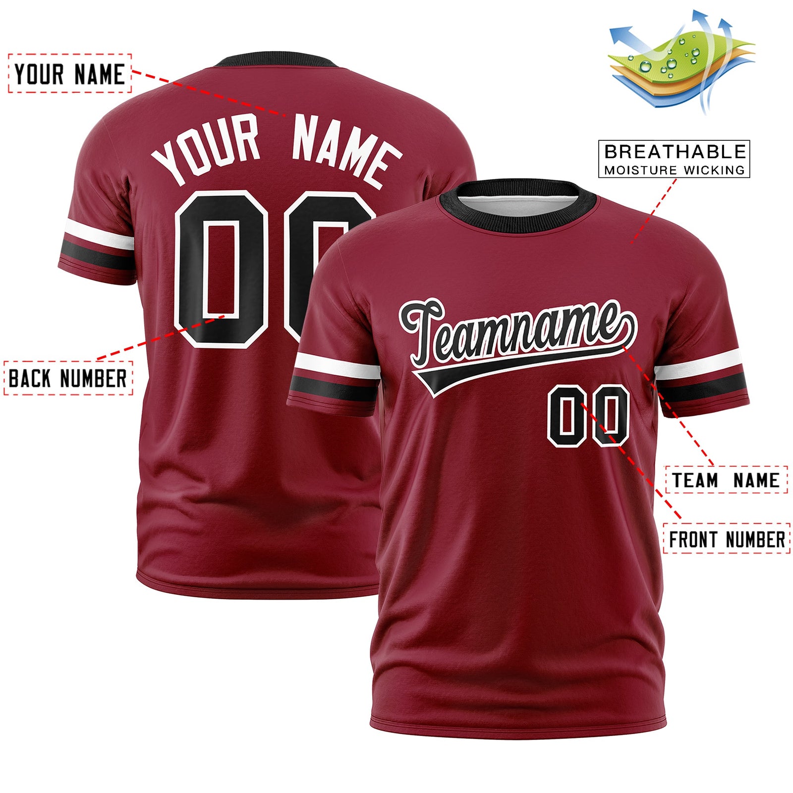 Custom Crimson Black Classic Style Stripe Fashion T-shirt| KXKSHOP