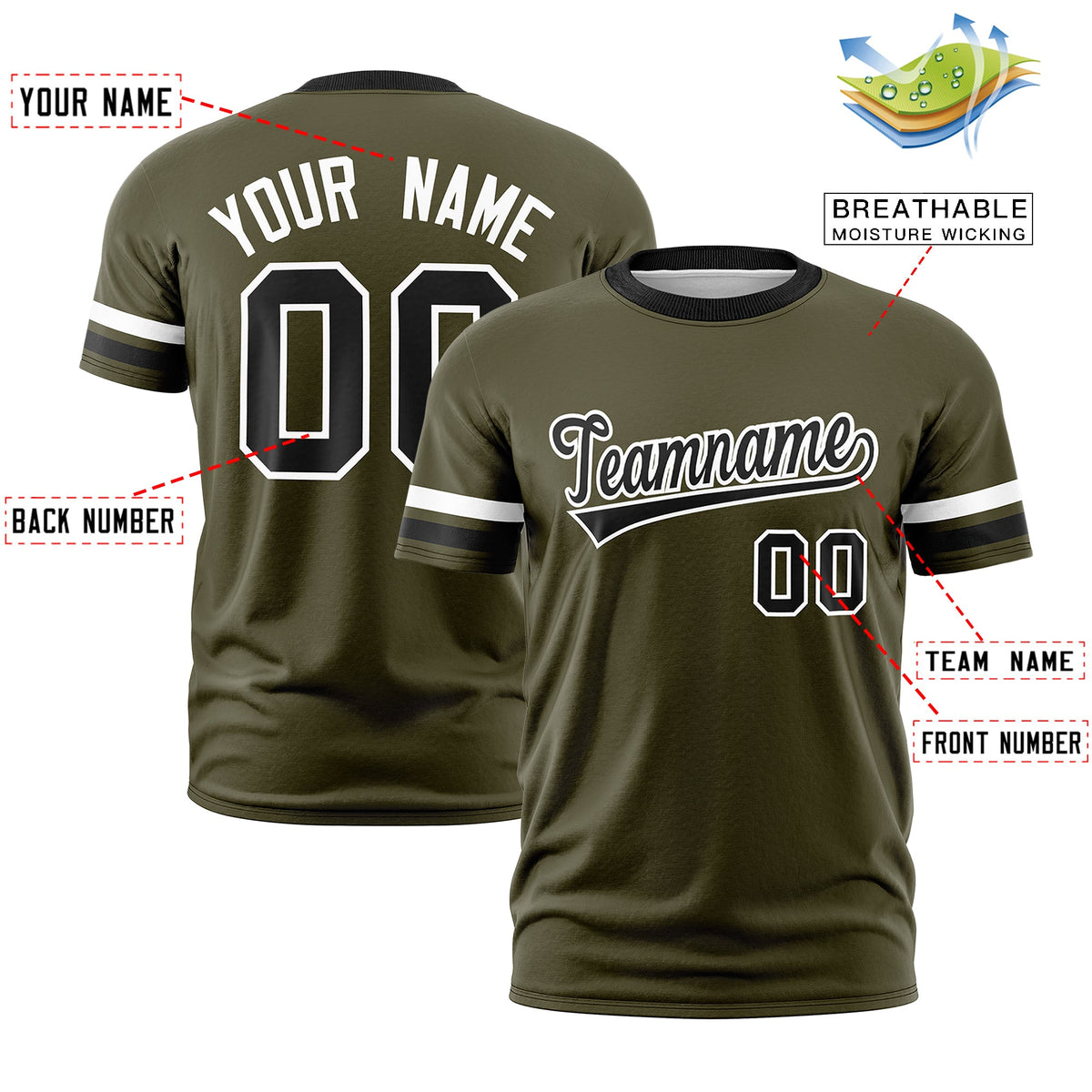 Custom Olive Black Classic Style Stripe Fashion T-shirt| KXKSHOP