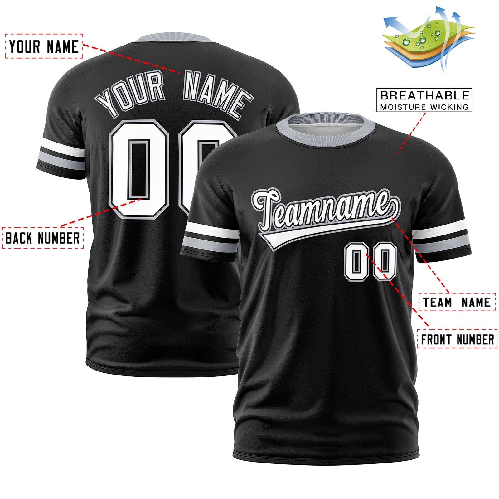 Custom Black Gray Classic Style Stripe Fashion T-shirt| KXKSHOP