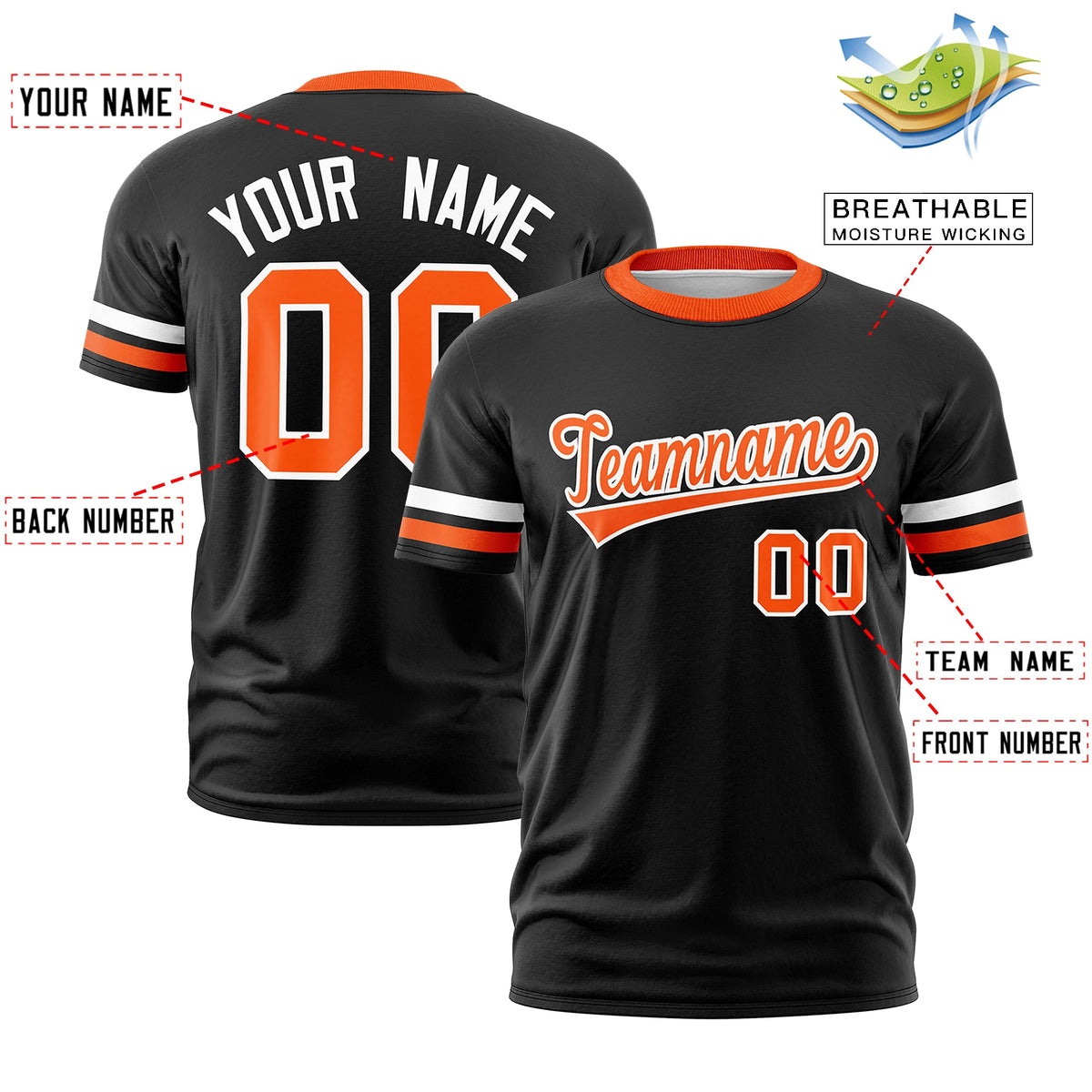 Custom Black Orange Classic Style Stripe Fashion T-shirt| KXKSHOP