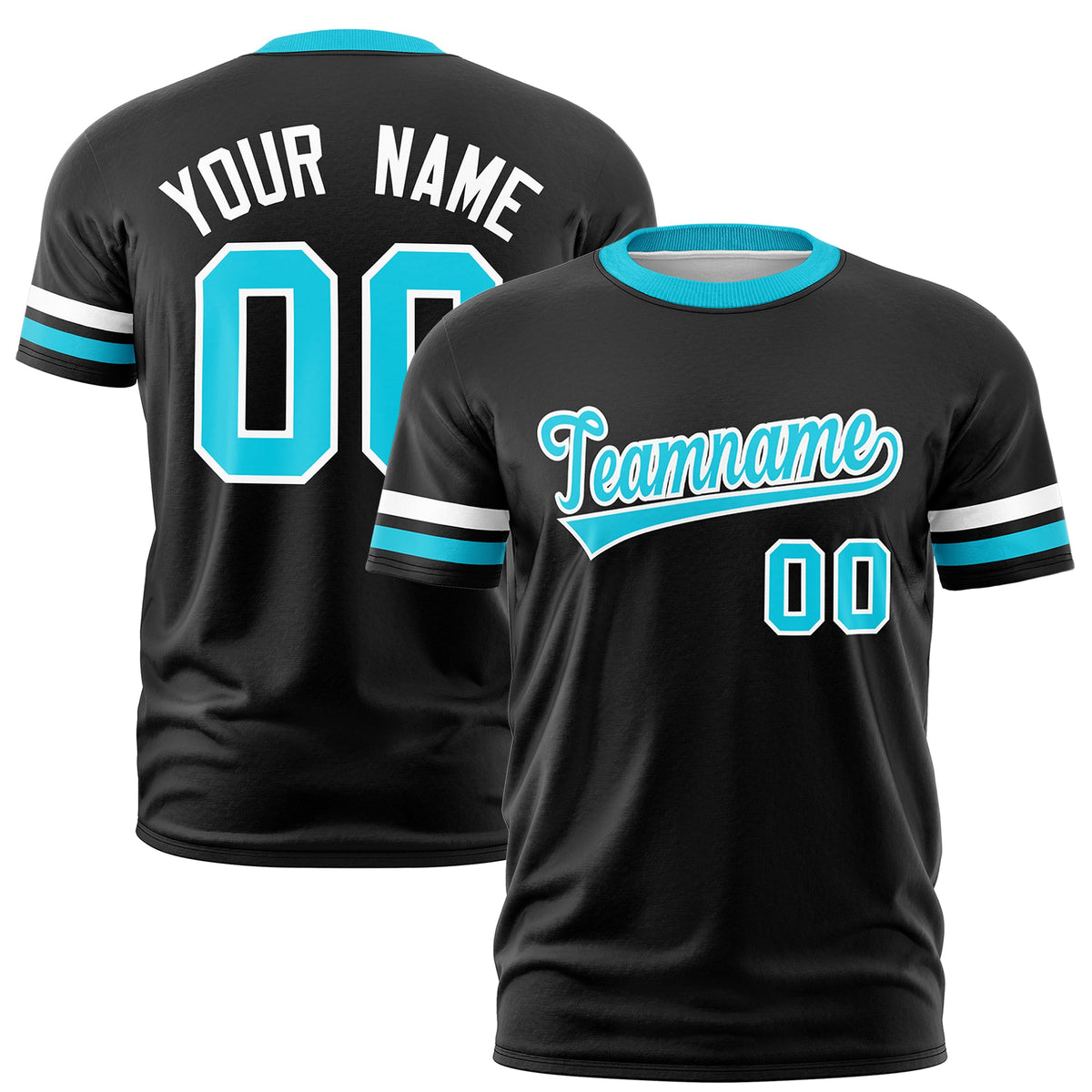 Custom Black Sky Blue Classic Style Stripe Fashion T-shirt| KXKSHOP