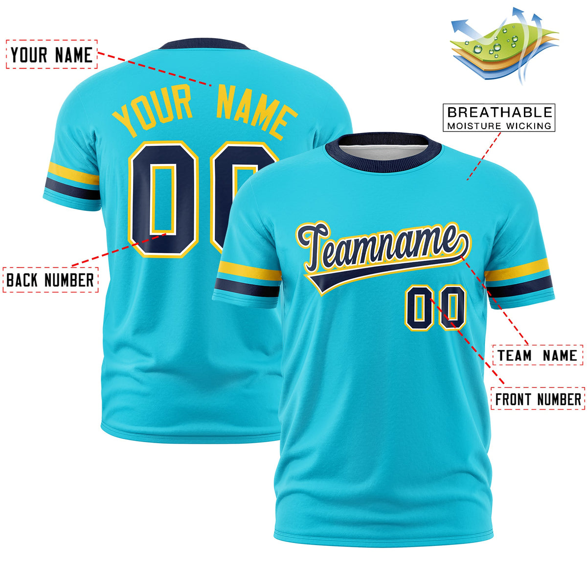 Custom Sky Blue Navy Classic Style Stripe Fashion T-shirt| KXKSHOP