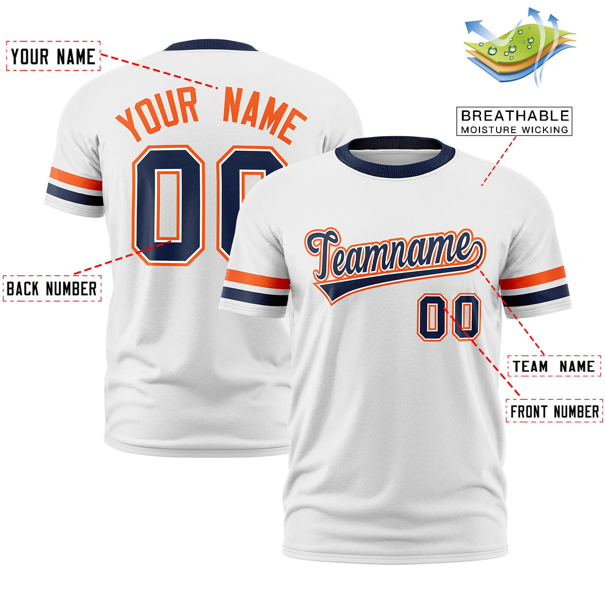 Custom White Navy Classic Style Stripe Fashion T-shirt| KXKSHOP