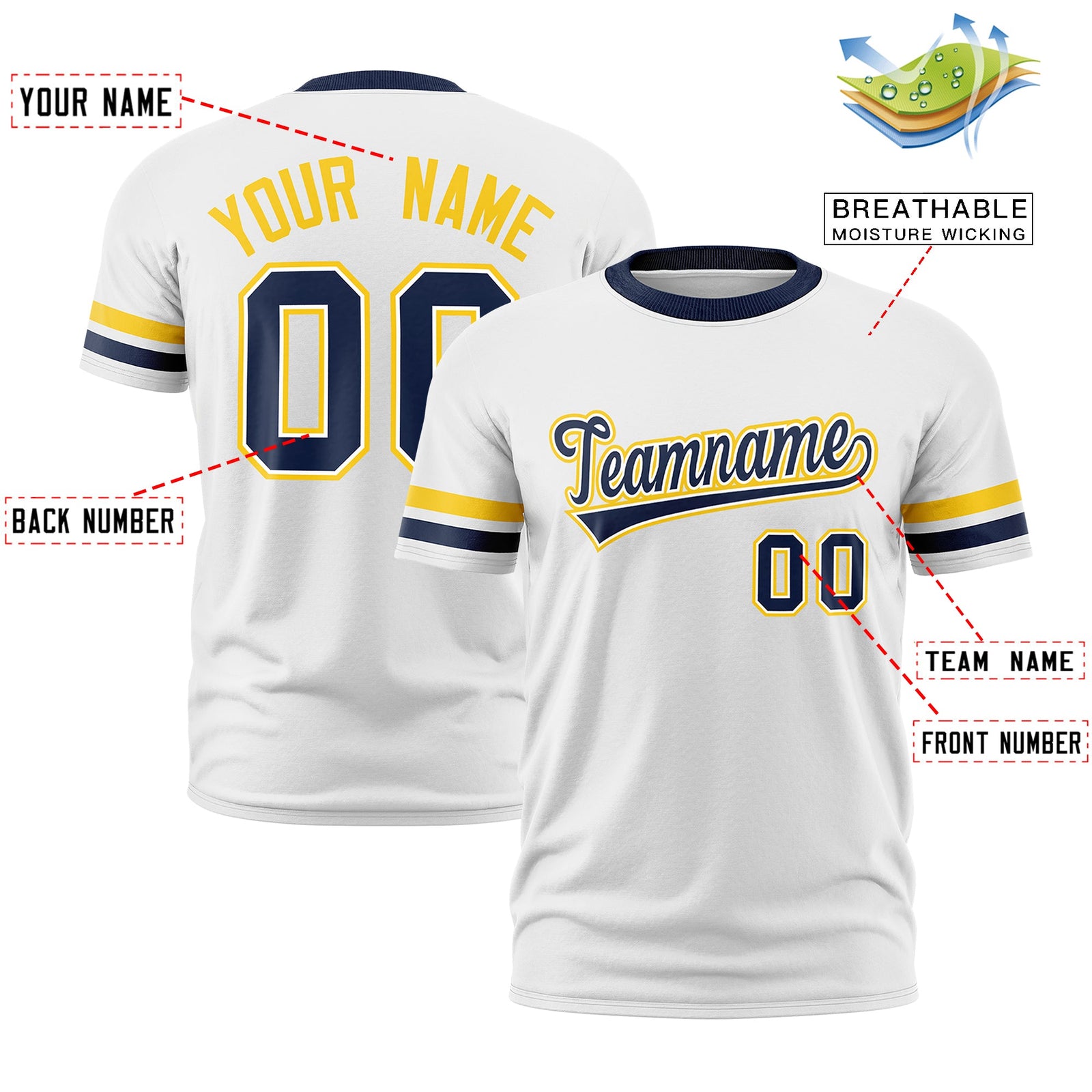Custom White Navy Classic Style Stripe Fashion T-shirt| KXKSHOP