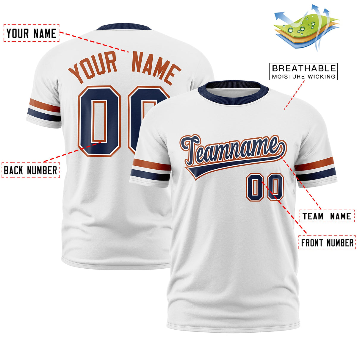 Custom White Navy Classic Style Stripe Fashion T-shirt| KXKSHOP