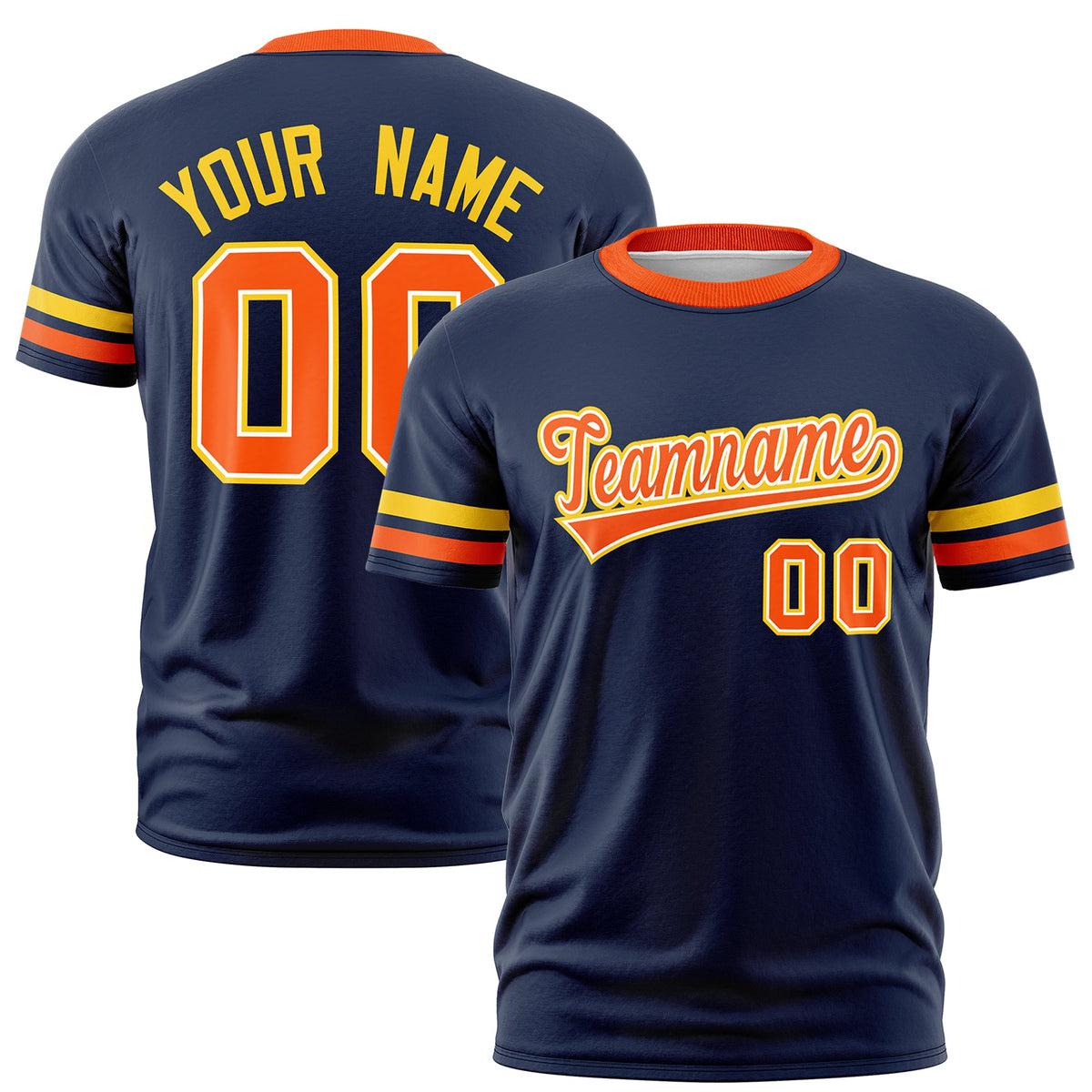 Custom Navy Orange Classic Style Stripe Fashion T-shirt| KXKSHOP