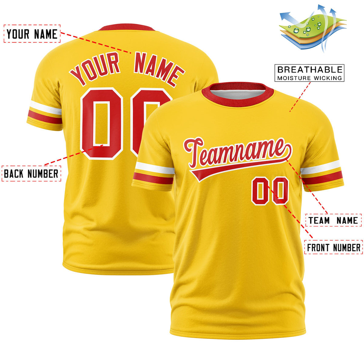 Custom Gold Red Classic Style Stripe Fashion T-shirt| KXKSHOP