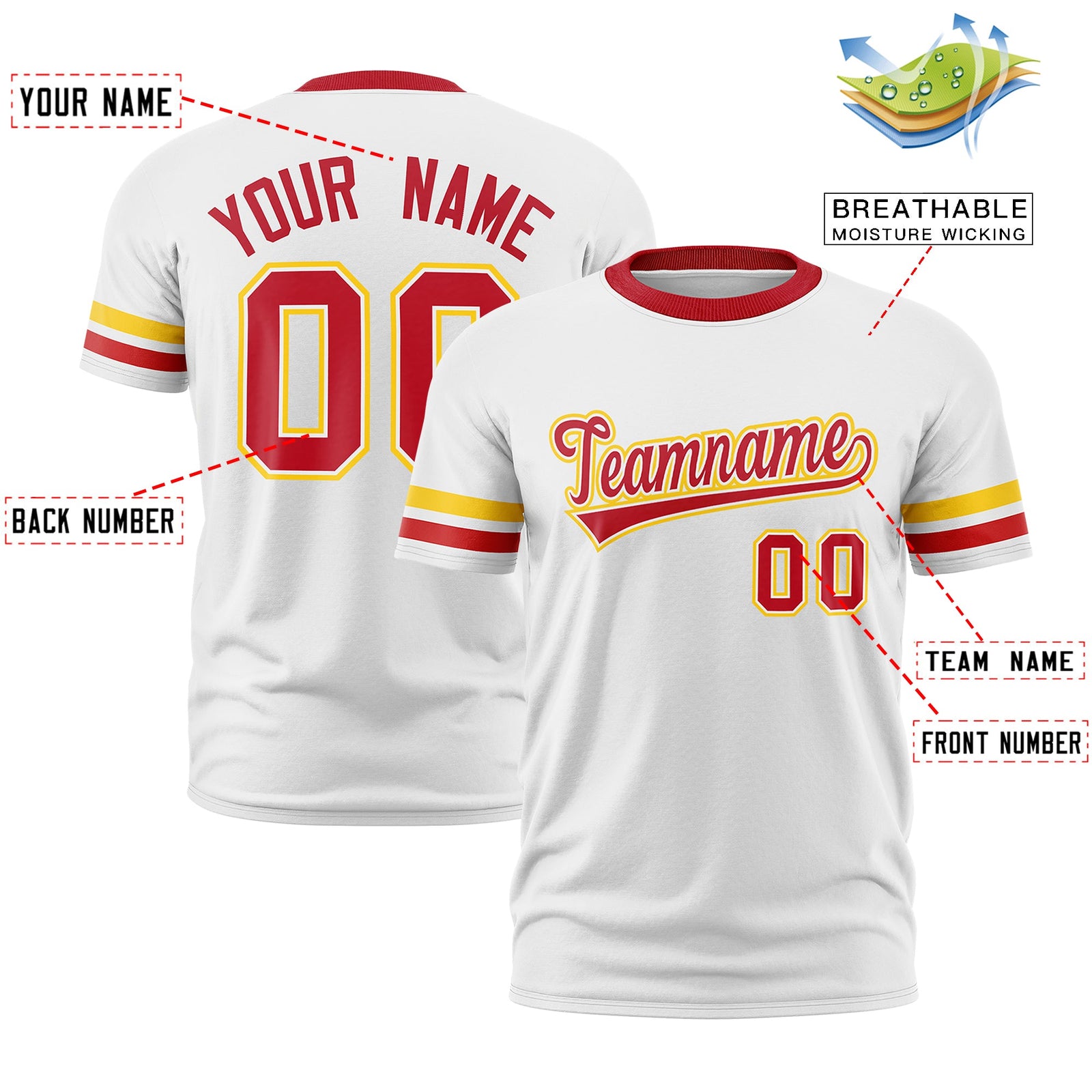 Custom White Red Classic Style Stripe Fashion T-shirt| KXKSHOP