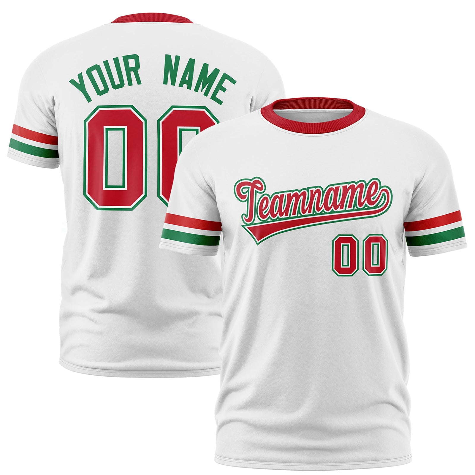 Custom White Kelly Green Classic Style Stripe Fashion T-shirt| KXKSHOP