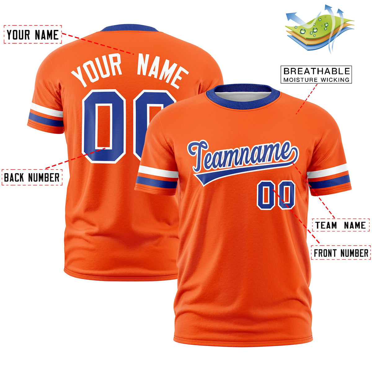 Custom Orange Royal Blue Classic Style Stripe Fashion T-shirt| KXKSHOP