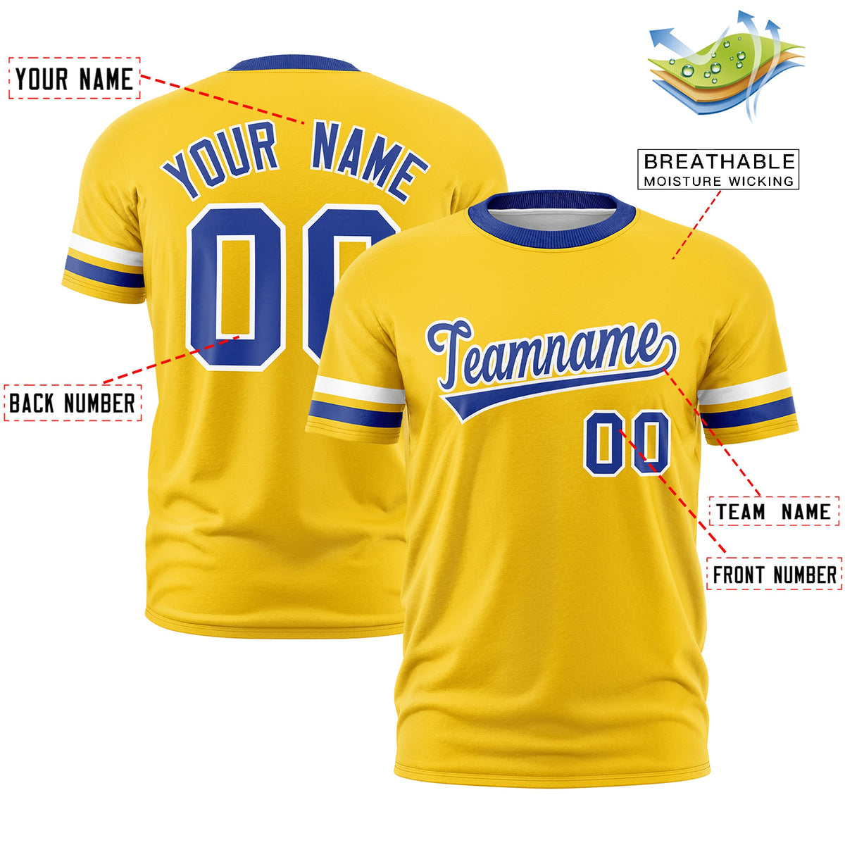 Custom Gold Royal Blue Classic Style Stripe Fashion T-shirt| KXKSHOP