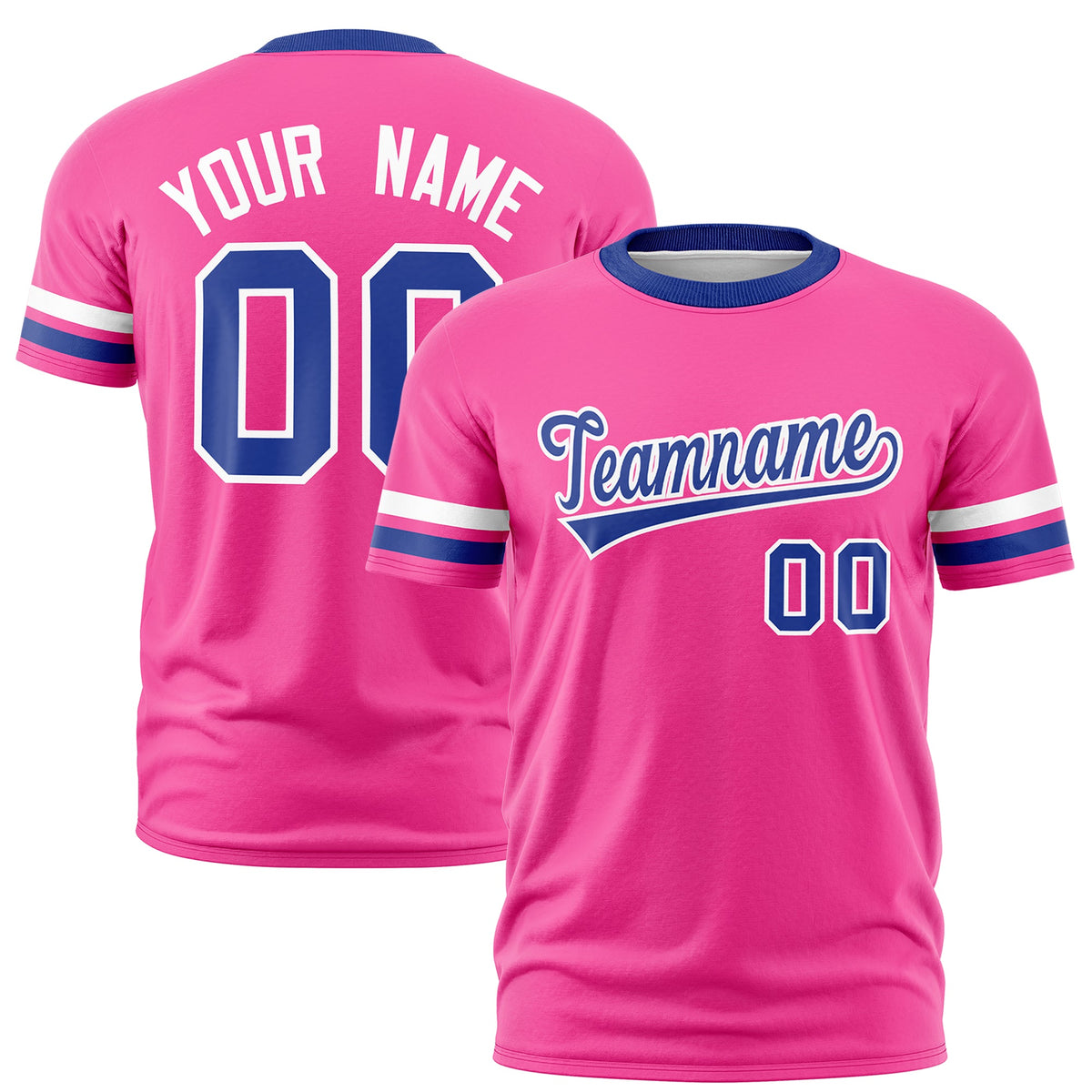 Custom Pink Royal Blue Classic Style Stripe Fashion T-shirt| KXKSHOP