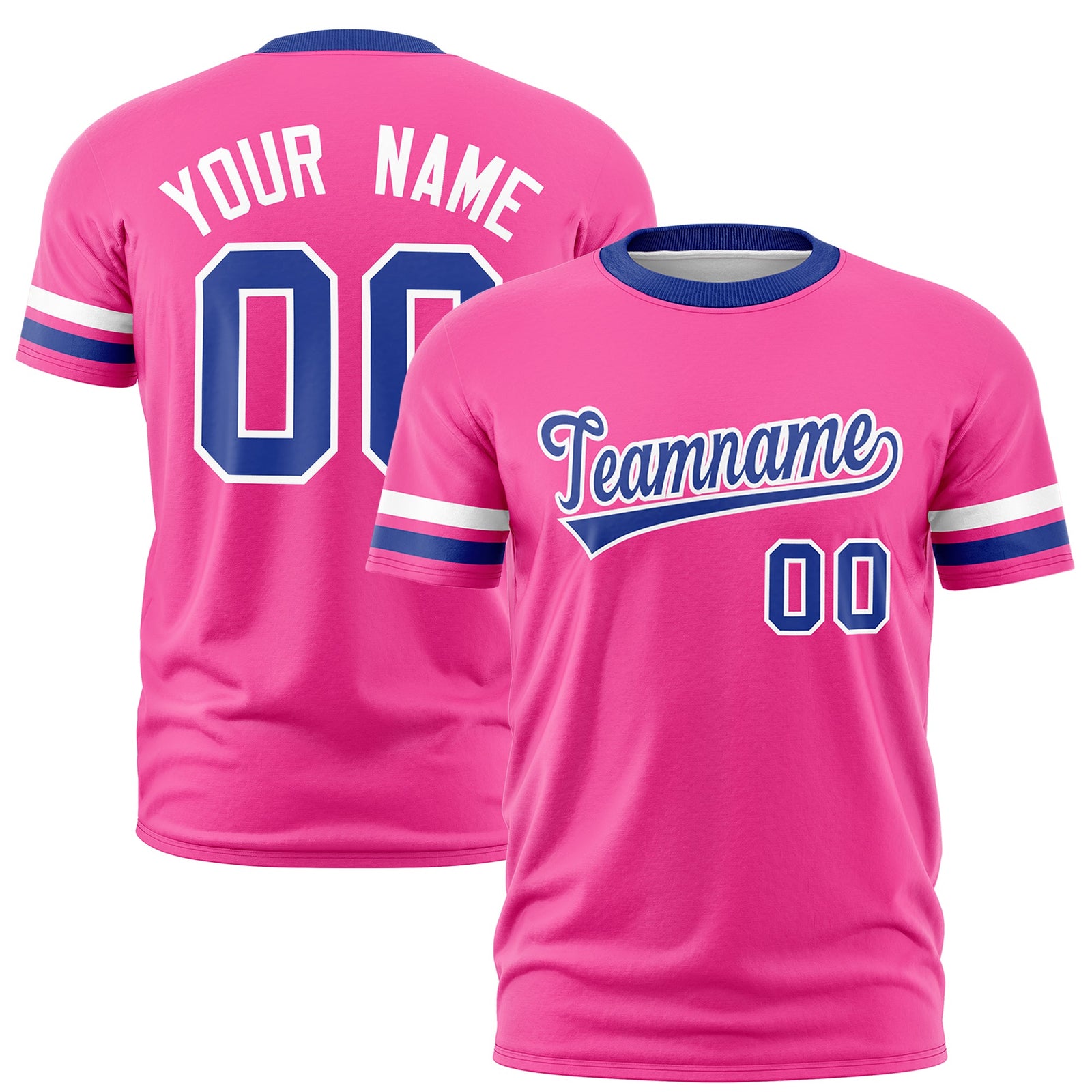 Custom Pink Royal Blue Classic Style Stripe Fashion T-shirt| KXKSHOP