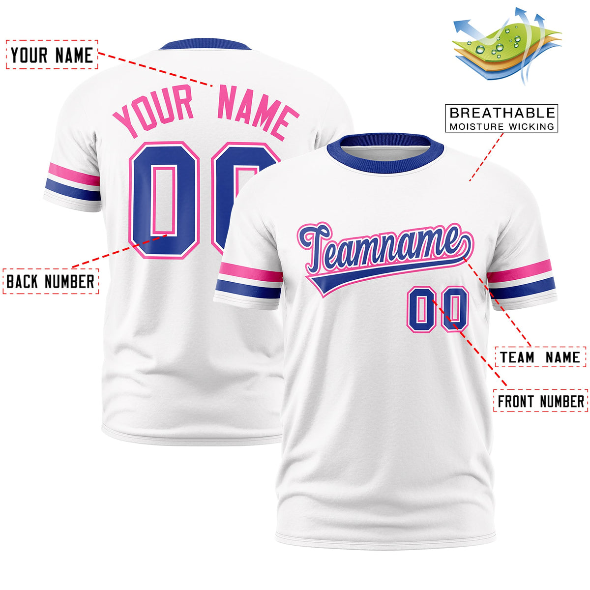 Custom White Royal Blue Classic Style Stripe Fashion T-shirt| KXKSHOP