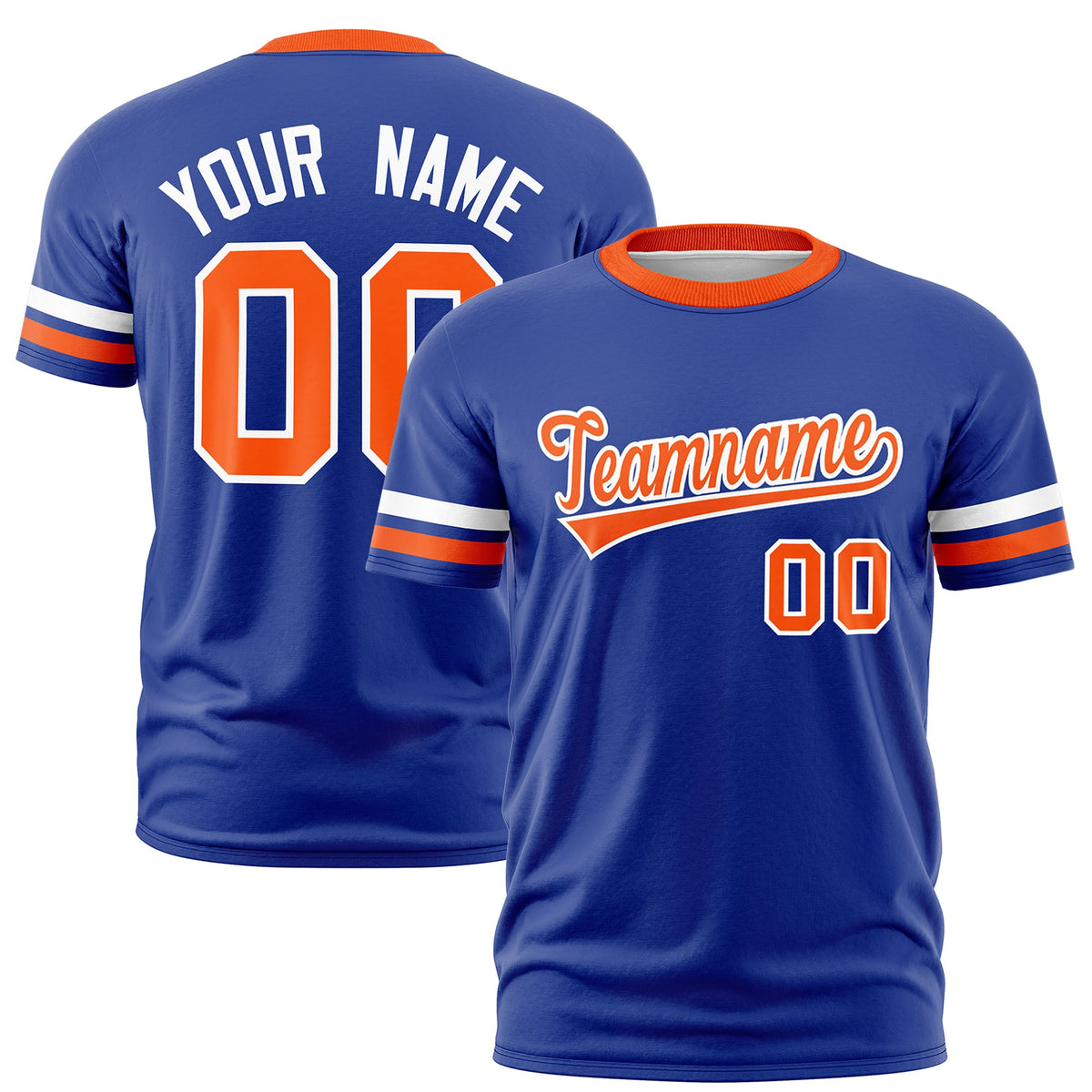 Custom Royal Blue Orange Classic Style Stripe Fashion T-shirt| KXKSHOP