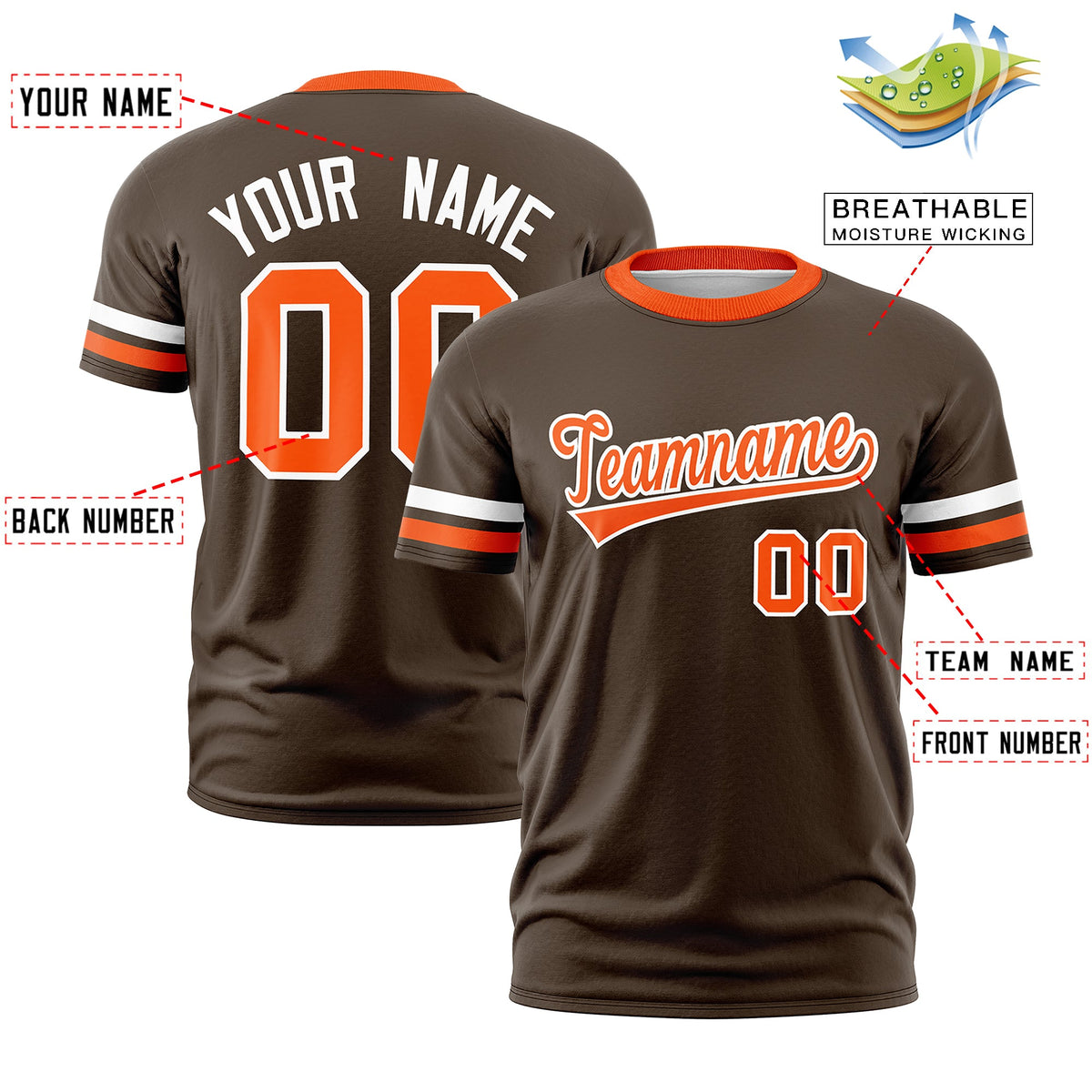Custom Brown Orange Classic Style Stripe Fashion T-shirt| KXKSHOP