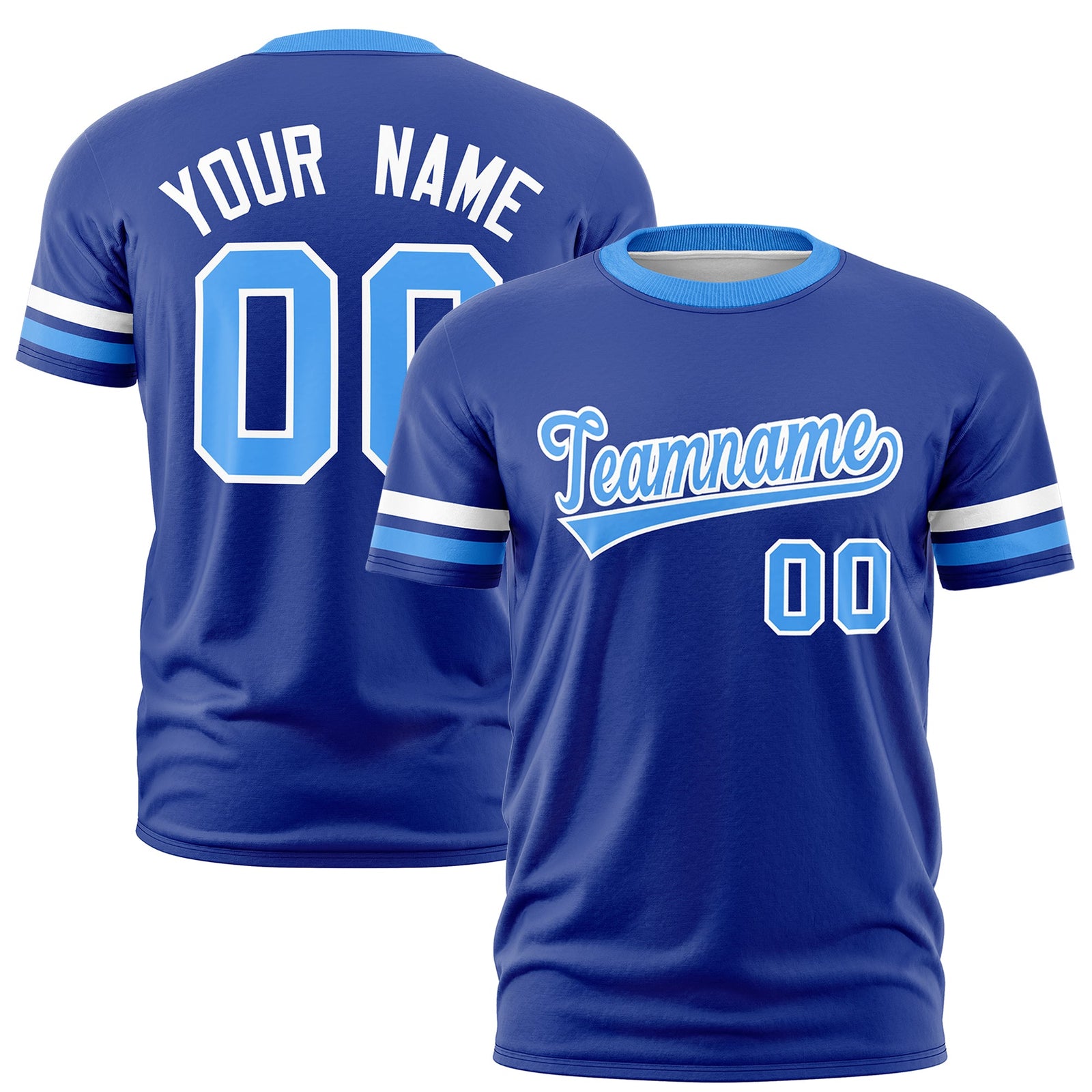 Custom Royal Blue Powder Blue Classic Style Stripe Fashion T-shirt| KXKSHOP