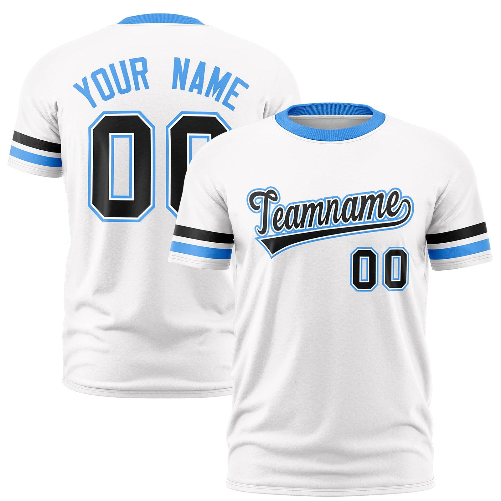 Custom White Powder Blue Classic Style Stripe Fashion T-shirt| KXKSHOP
