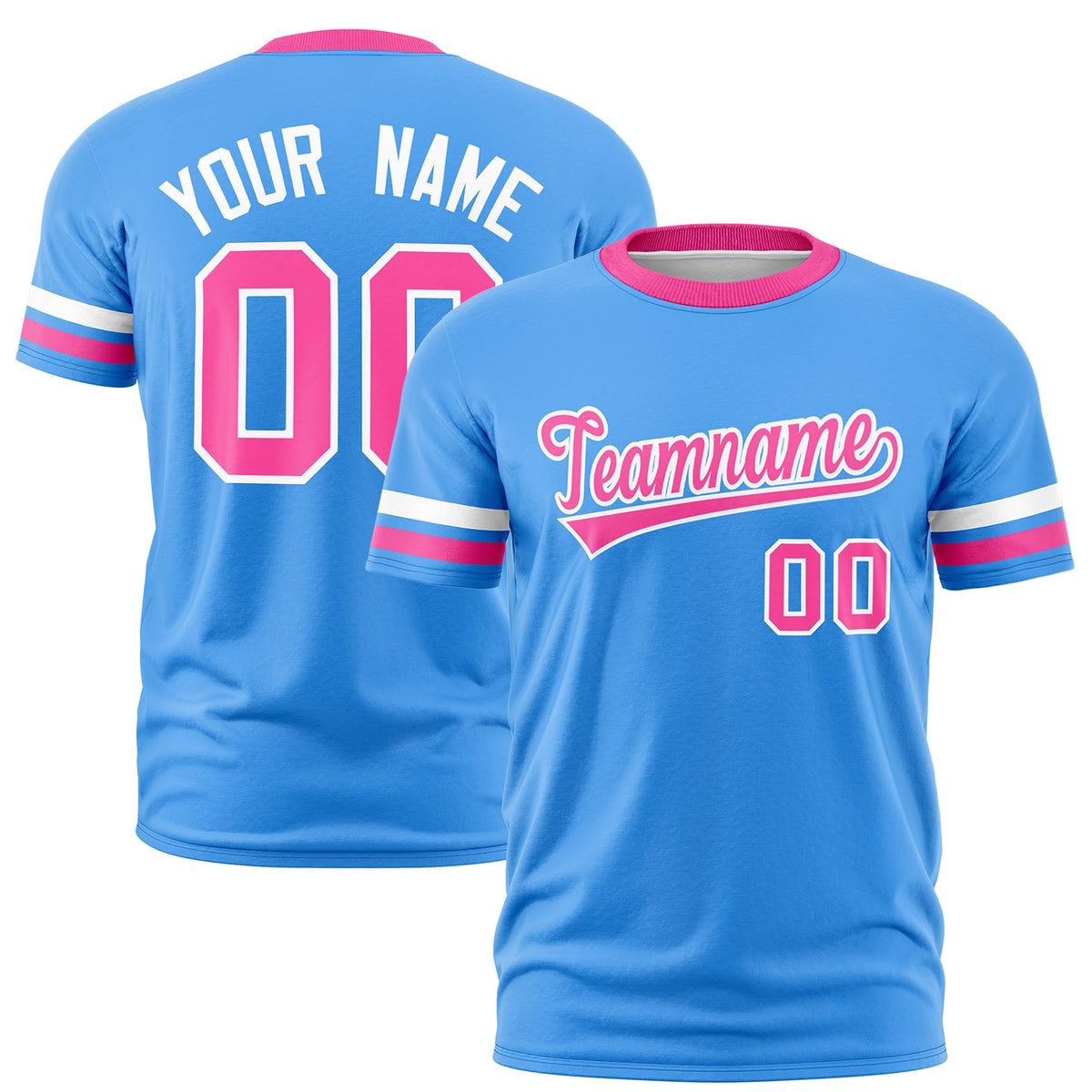 Custom Powder Blue Pink Classic Style Stripe Fashion T-shirt| KXKSHOP
