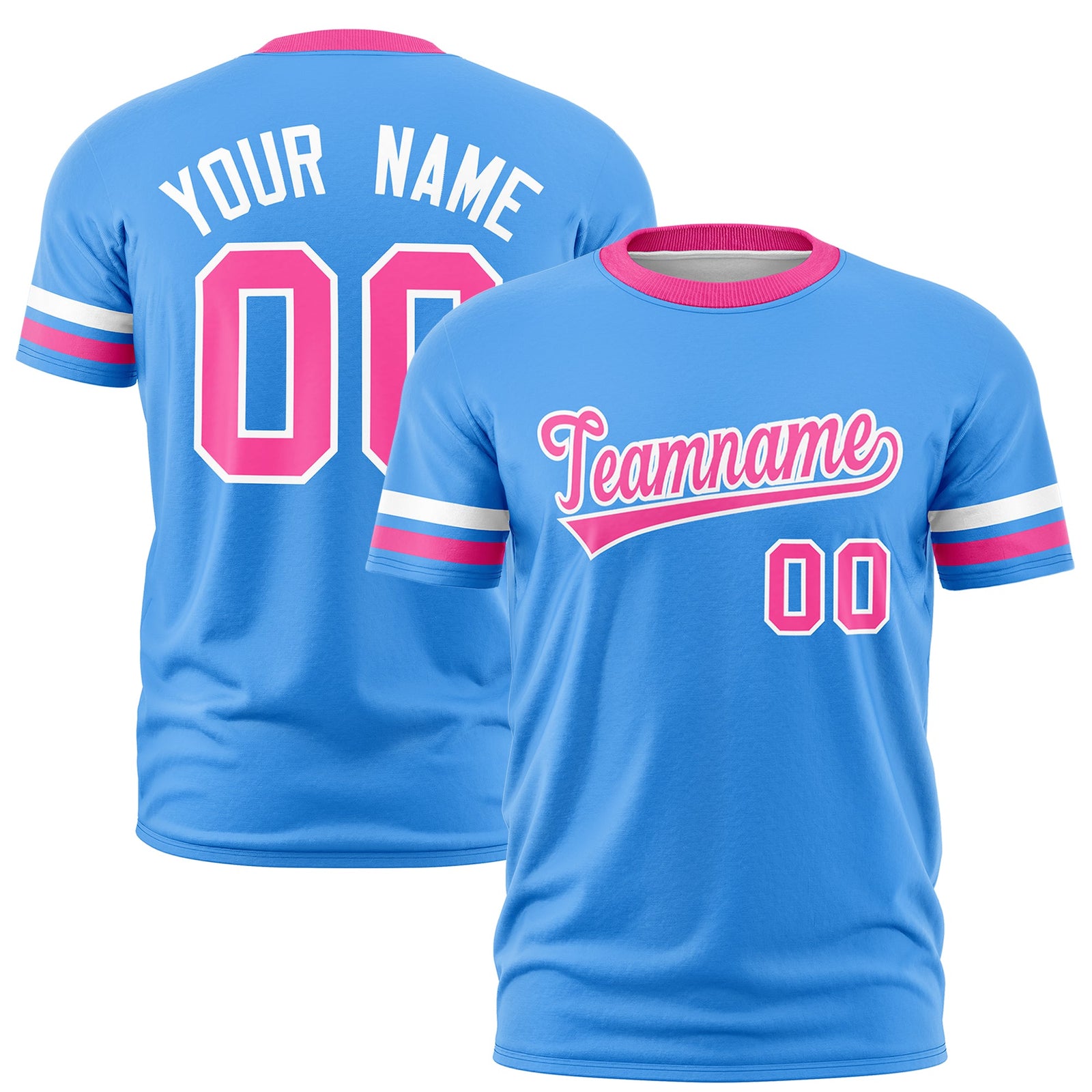 Custom Powder Blue Pink Classic Style Stripe Fashion T-shirt| KXKSHOP