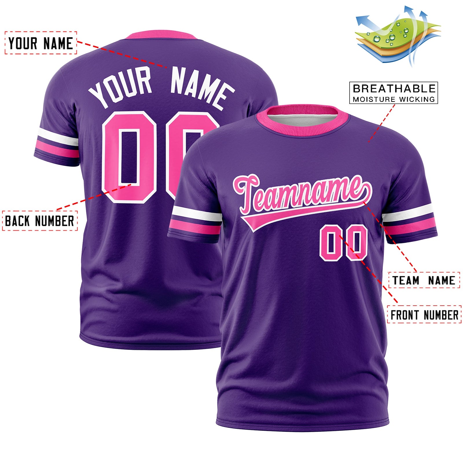 Custom Purple Pink Classic Style Stripe Fashion T-shirt| KXKSHOP