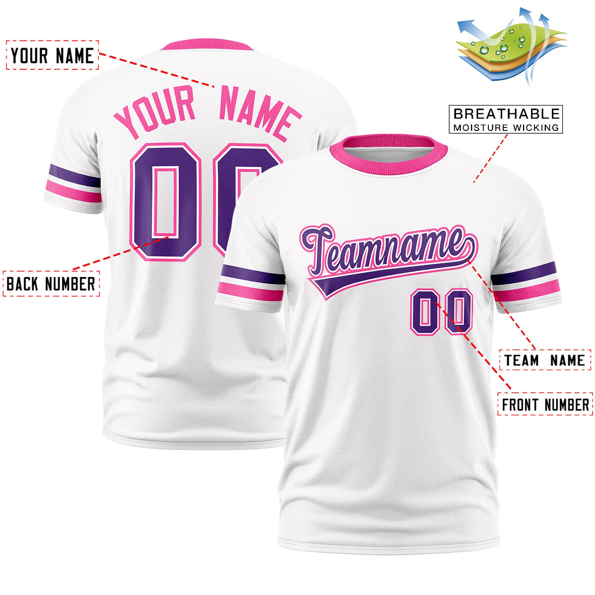 Custom White Pink Classic Style Stripe Fashion T-shirt| KXKSHOP