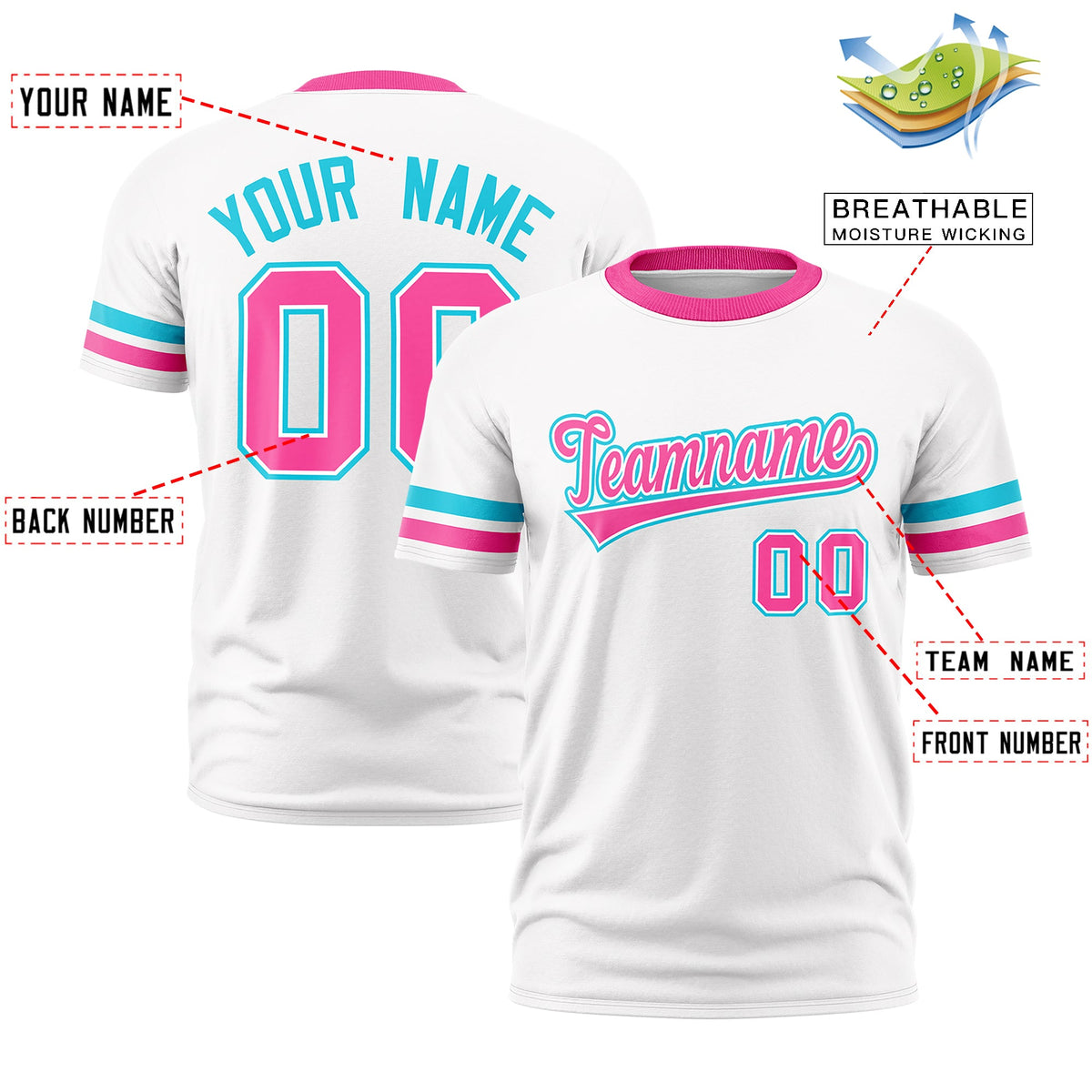 Custom White Pink Classic Style Stripe Fashion T-shirt| KXKSHOP