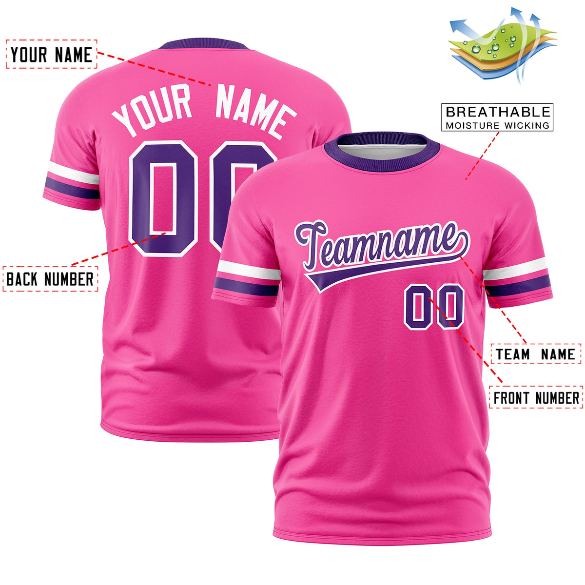 Custom Pink Purple Classic Style Stripe Fashion T-shirt| KXKSHOP