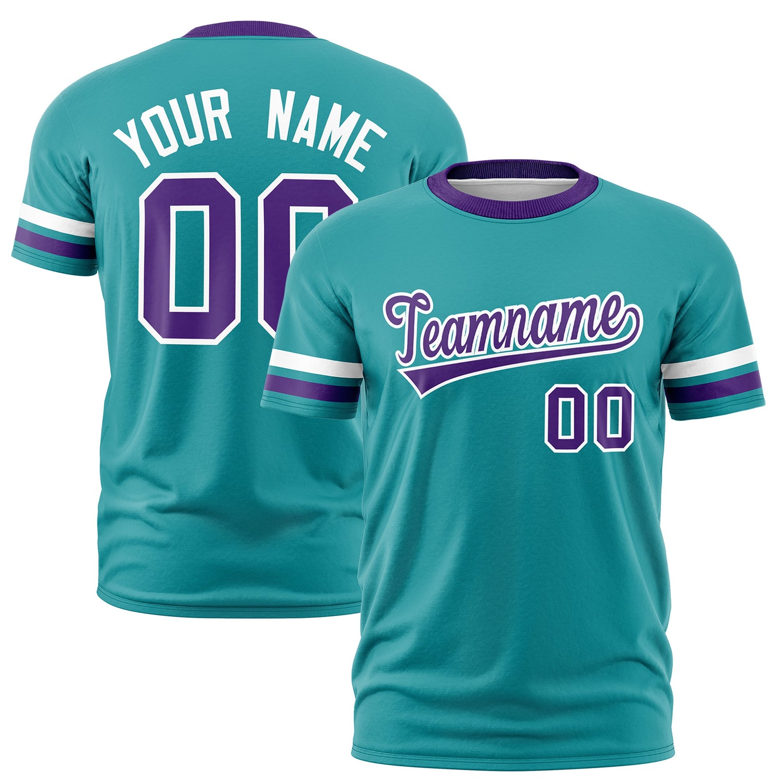 Custom Aqua Purple Classic Style Stripe Fashion T-shirt| KXKSHOP