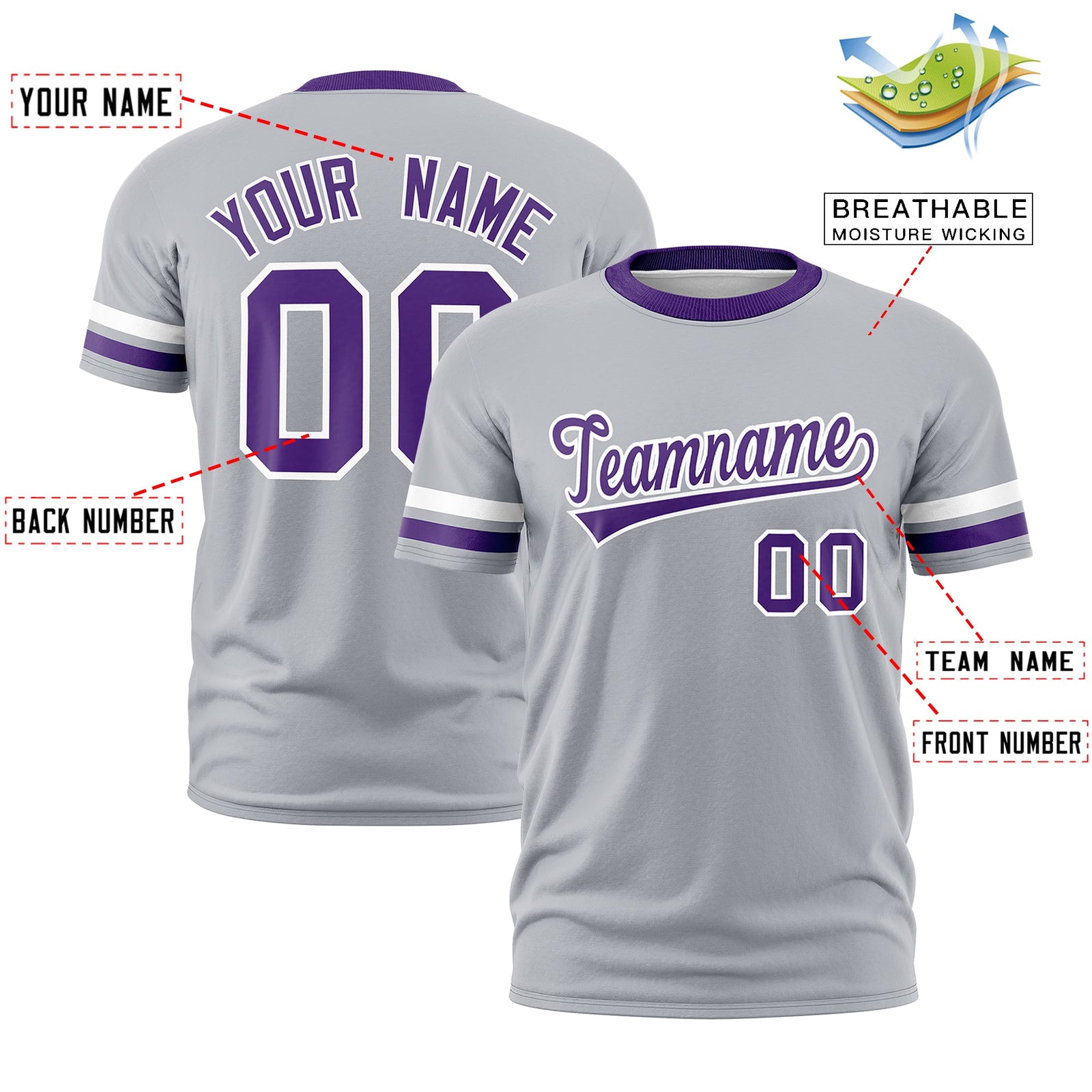 Custom Gray Purple Classic Style Stripe Fashion T-shirt| KXKSHOP