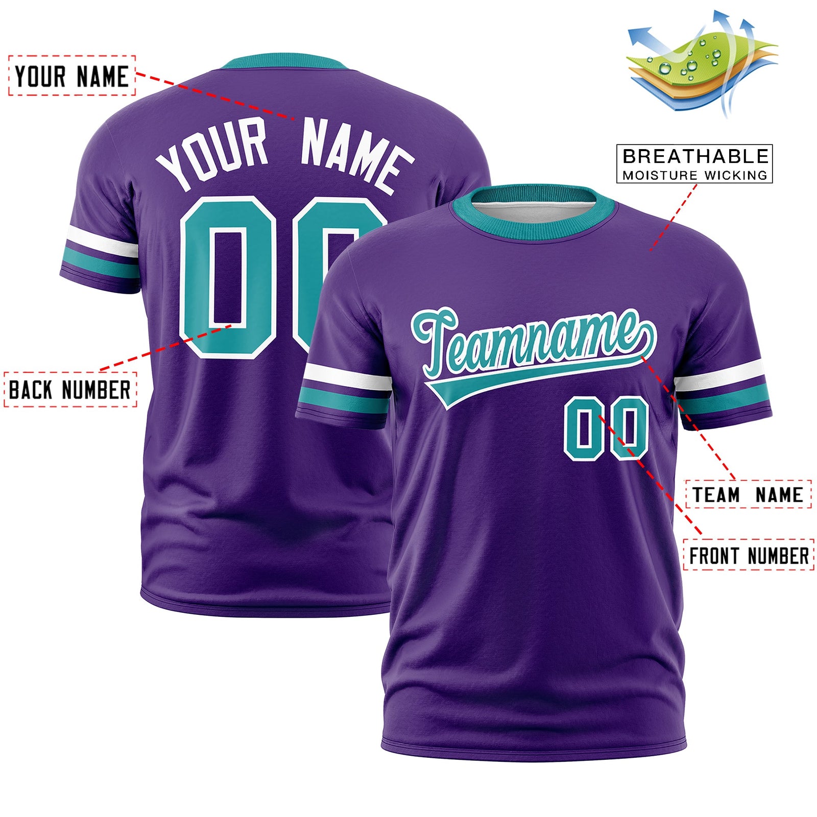 Custom Purple Aqua Classic Style Stripe Fashion T-shirt| KXKSHOP