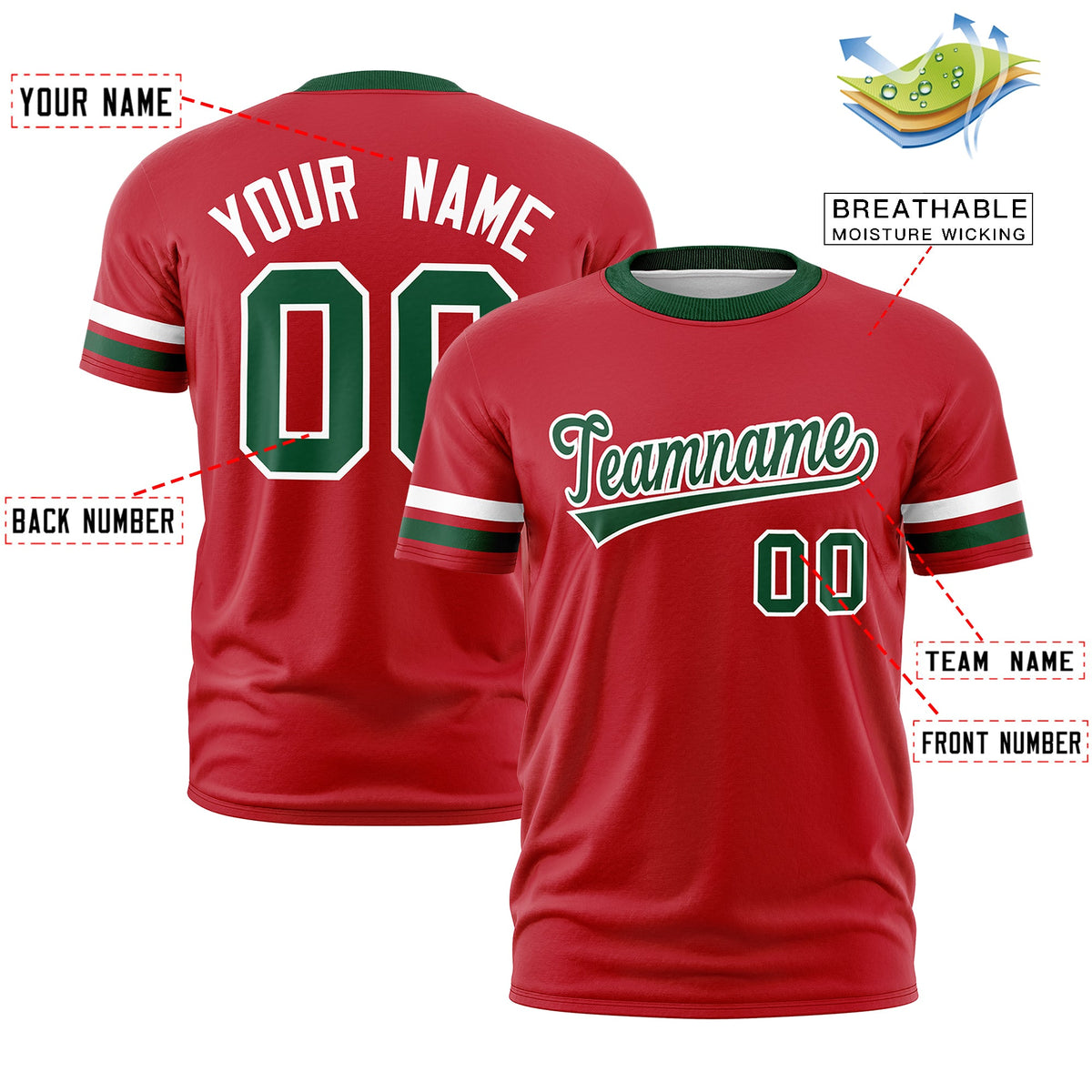Custom Red Green Classic Style Stripe Fashion T-shirt| KXKSHOP