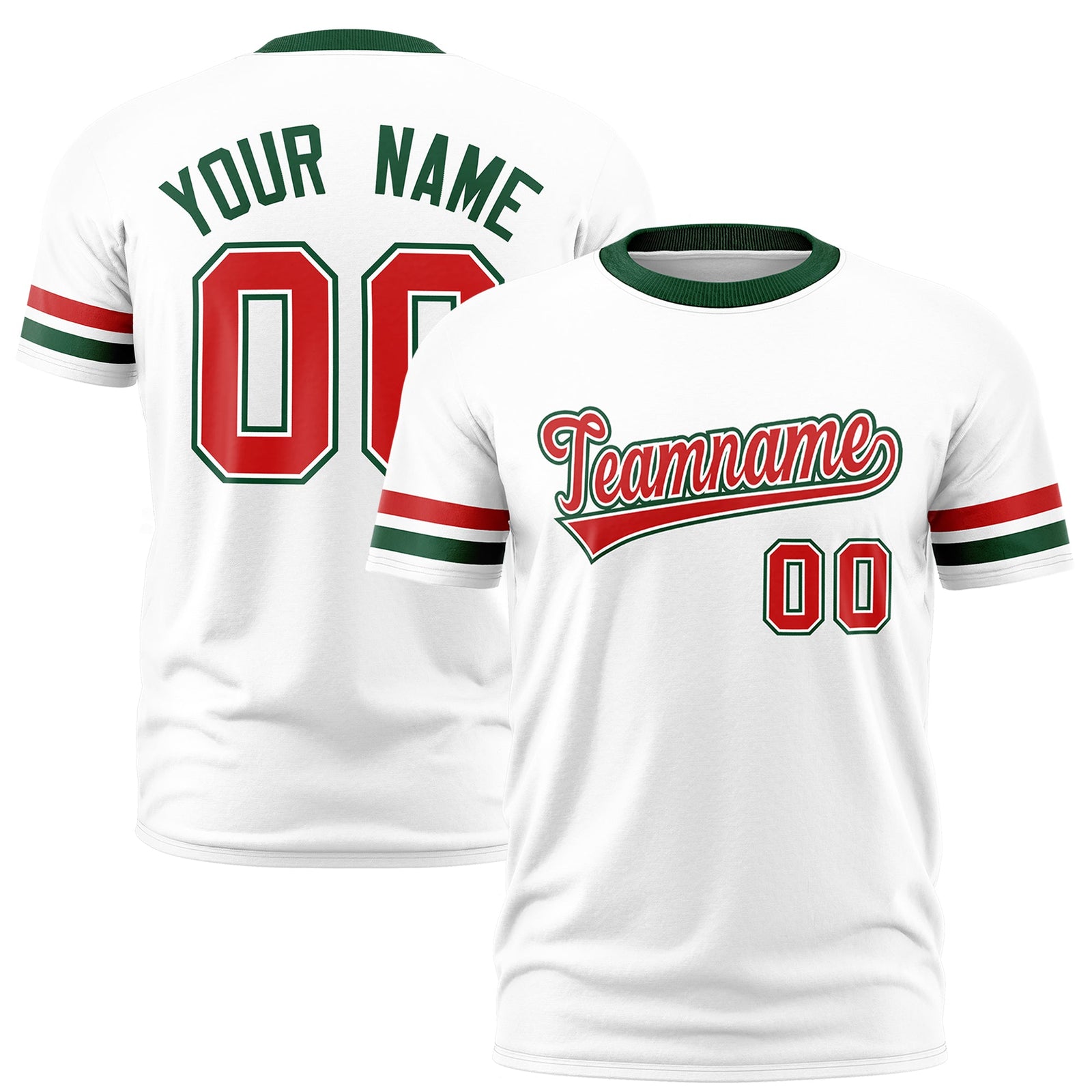 Custom White Green Classic Style Stripe Fashion T-shirt| KXKSHOP