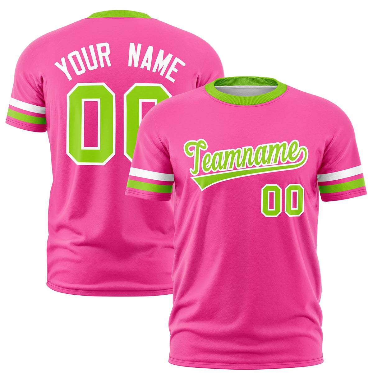 Custom Pink Neon Green Classic Style Stripe Fashion T-shirt| KXKSHOP