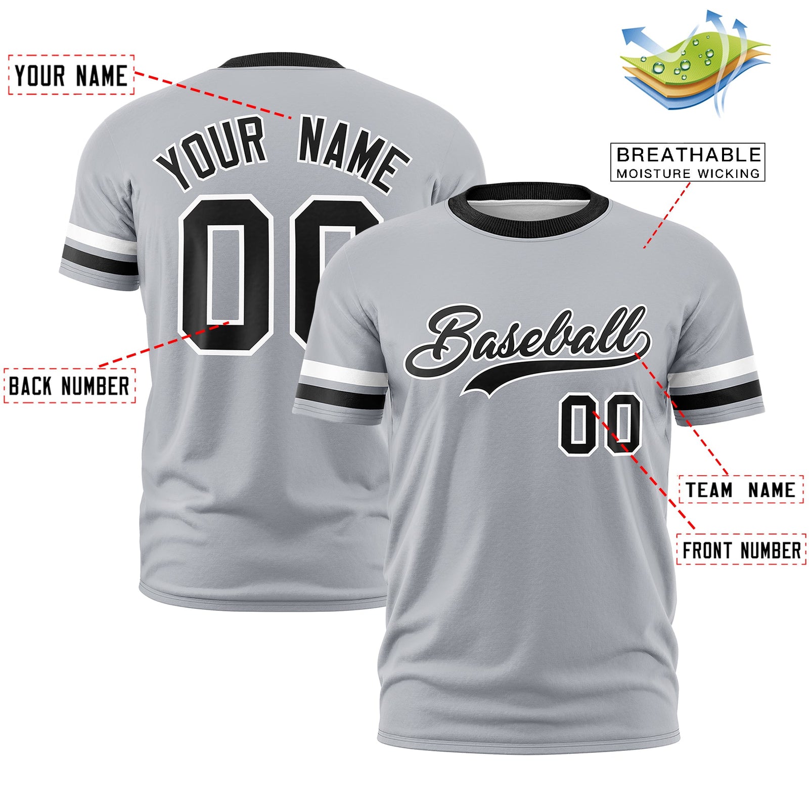 Custom Gray Black Classic Style Stripe Fashion T-shirt| KXKSHOP