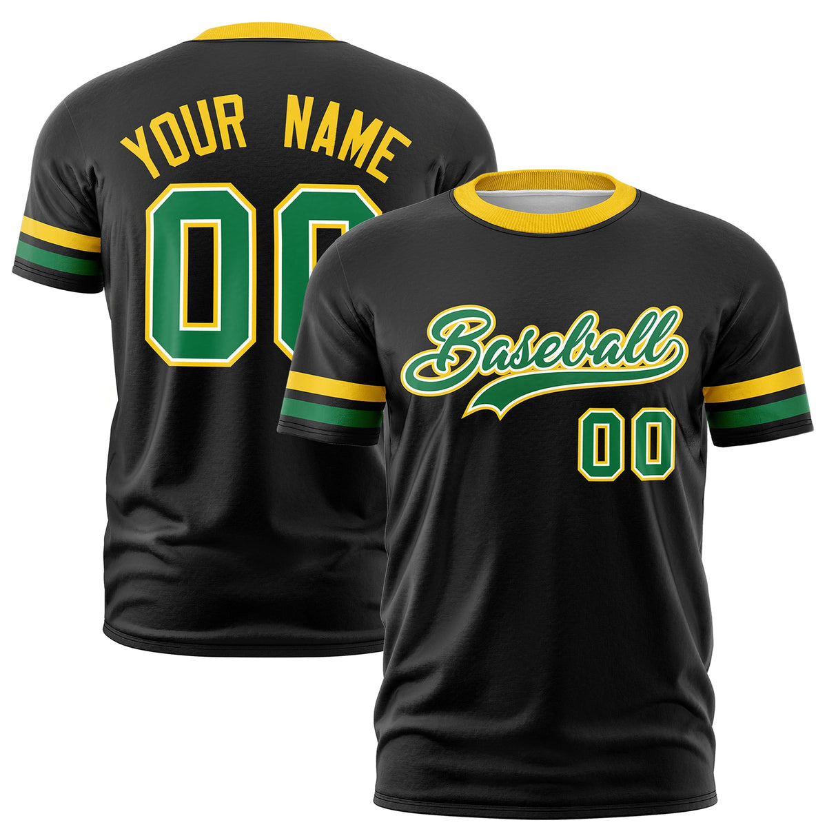 Custom Black Kelly Green Classic Style Stripe Fashion T-shirt| KXKSHOP