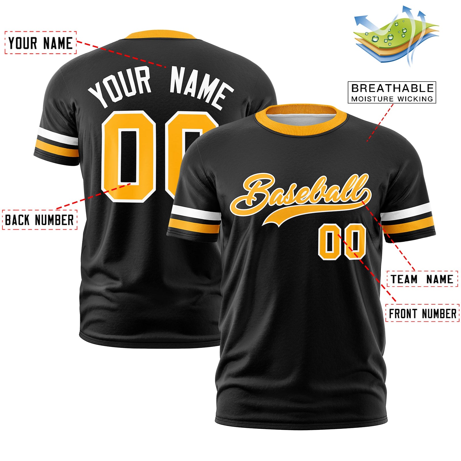 Custom Black Yellow Classic Style Stripe Fashion T-shirt| KXKSHOP