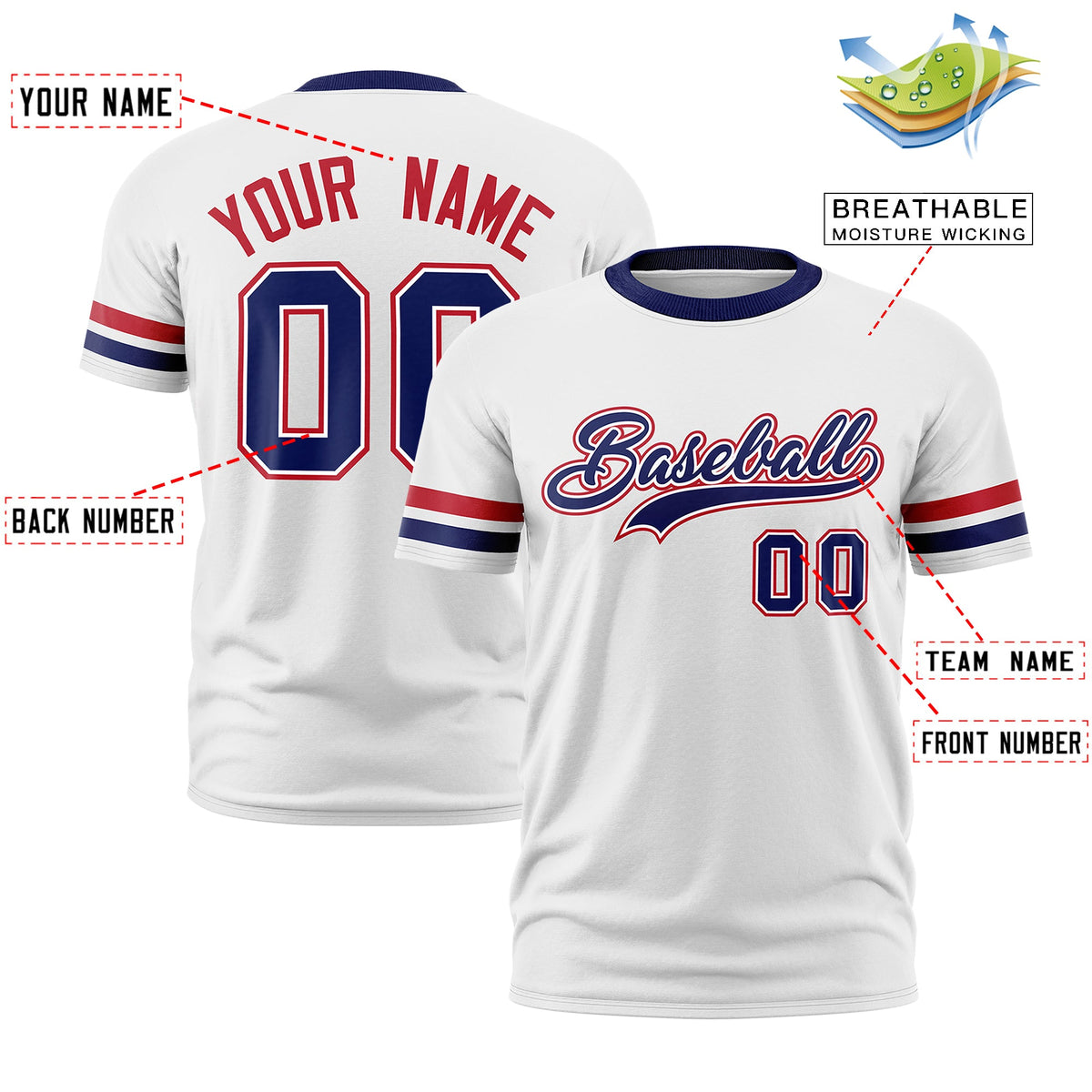 Custom White Classic Style Stripe Fashion T-shirt| KXKSHOP