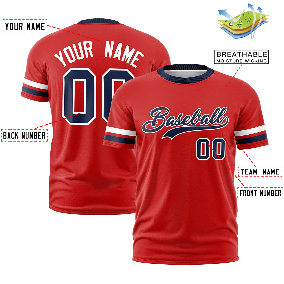Custom Red Navy Classic Style Stripe Fashion T-shirt| KXKSHOP