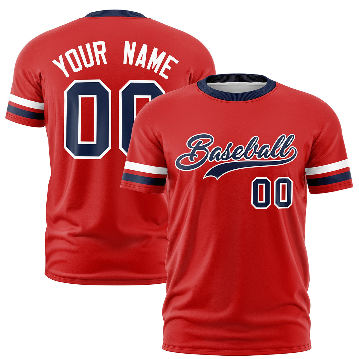 Custom Red Navy Classic Style Stripe Fashion T-shirt| KXKSHOP
