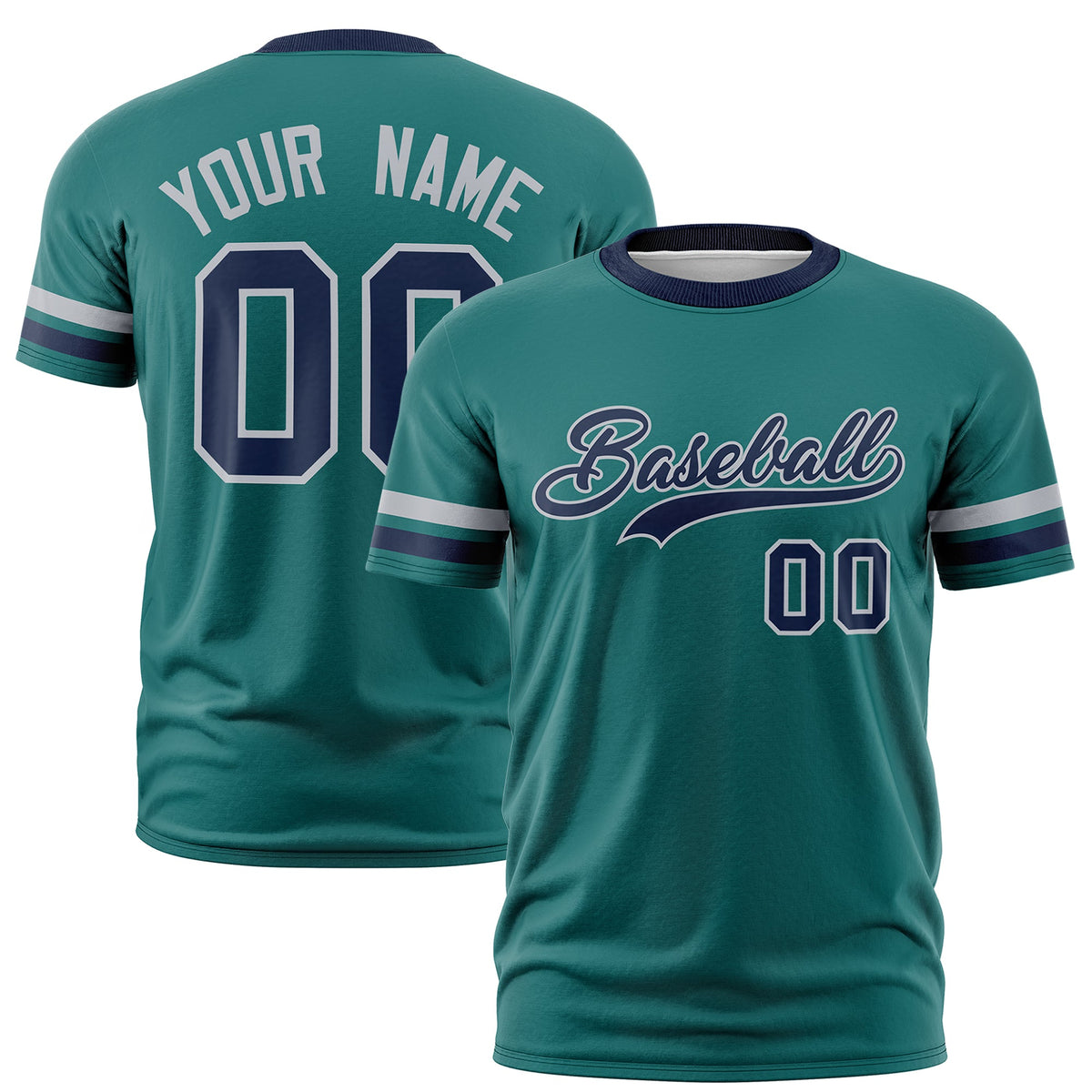 Custom Teal Navy Classic Style Stripe Fashion T-shirt| KXKSHOP