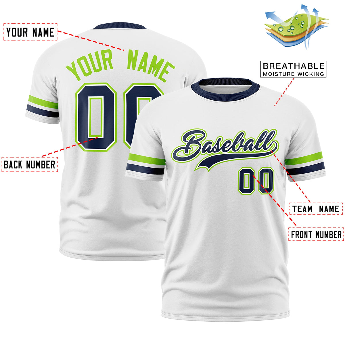 Custom White Navy Classic Style Stripe Fashion T-shirt| KXKSHOP