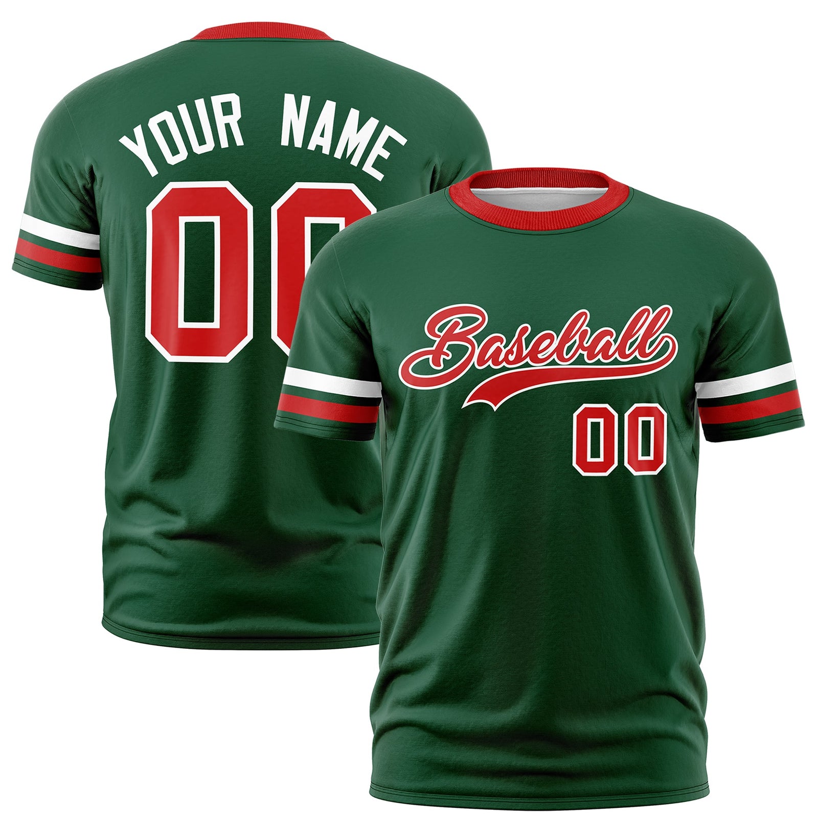 Custom Green Red Classic Style Stripe Fashion T-shirt| KXKSHOP