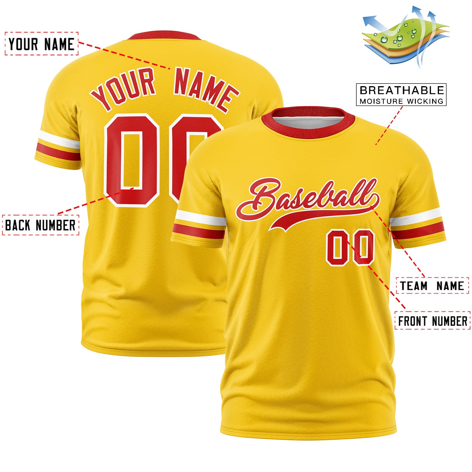 Custom Gold Red Classic Style Stripe Fashion T-shirt| KXKSHOP